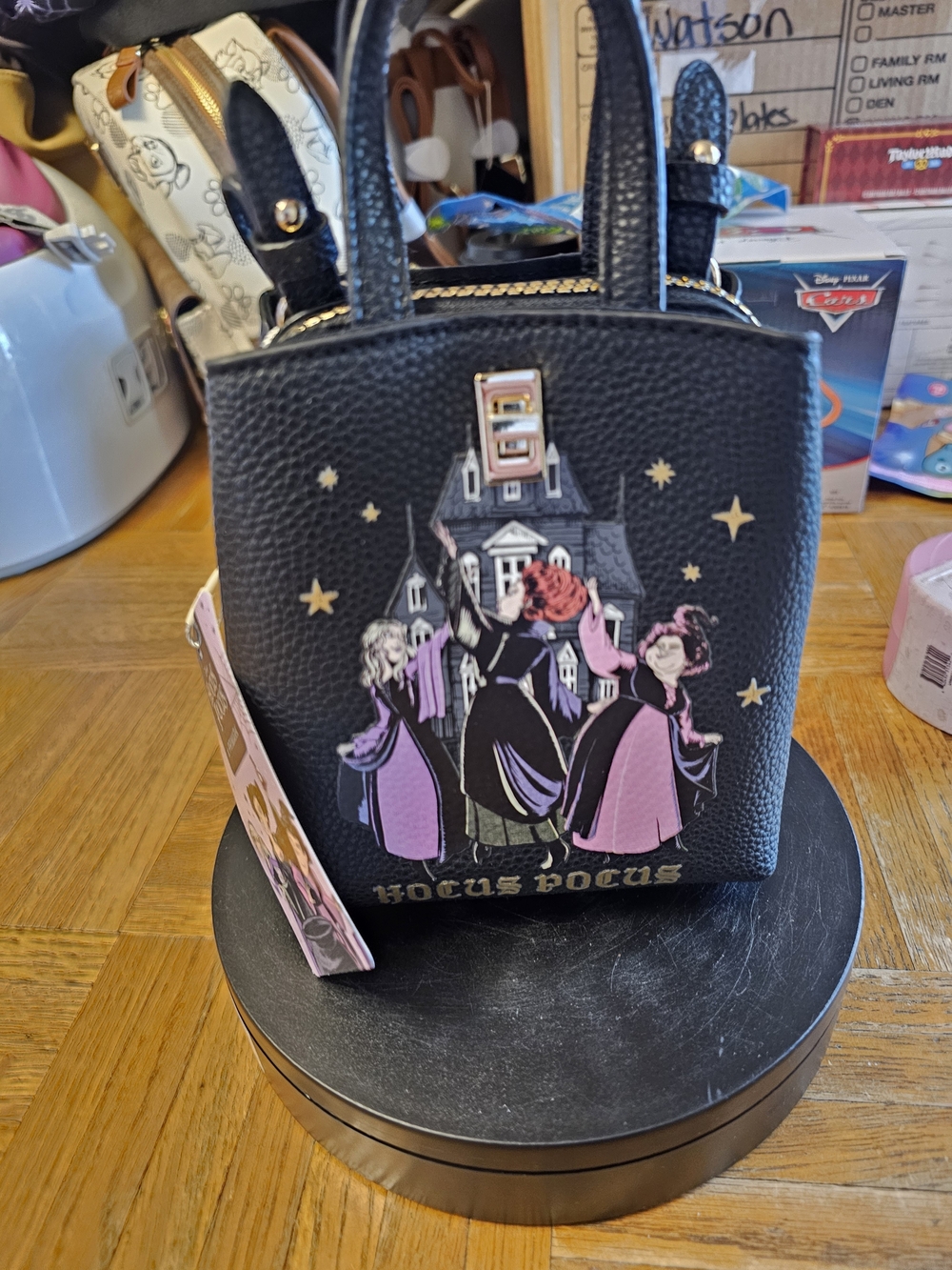 Loungefly Black Hocus Pocus Mini Backpack with Purple and Pink Accents